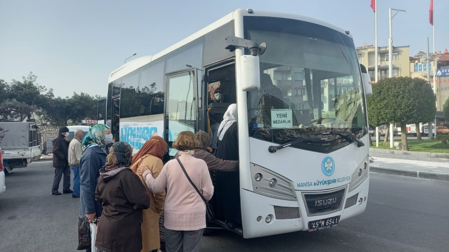  Manisa Büyükşehirden Arife Günü ve Bayramda Mezarlıklara Ücretsiz Ulaşım Hizmet