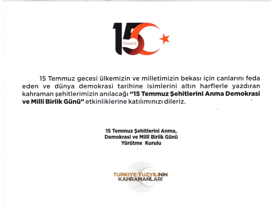 15 Temmuz Şehitlerini Anma, Demokrasi ve Milli Birlik Günü Programı