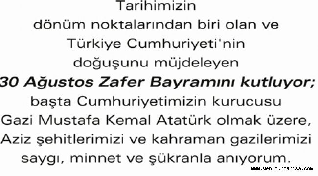  CBÜ 30 AĞUSTOS BAYRAM MESAJI