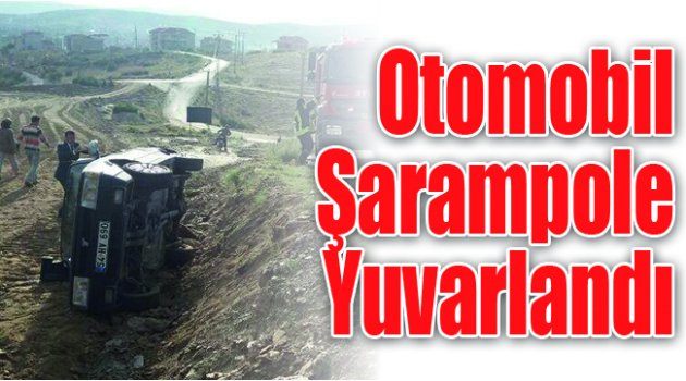 Otomobil Şarampole Yuvarlandı