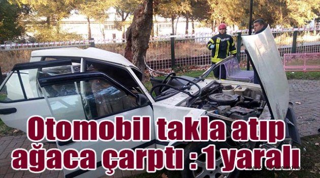 Otomobil takla atıp ağaca çarptı: 1 yaralı